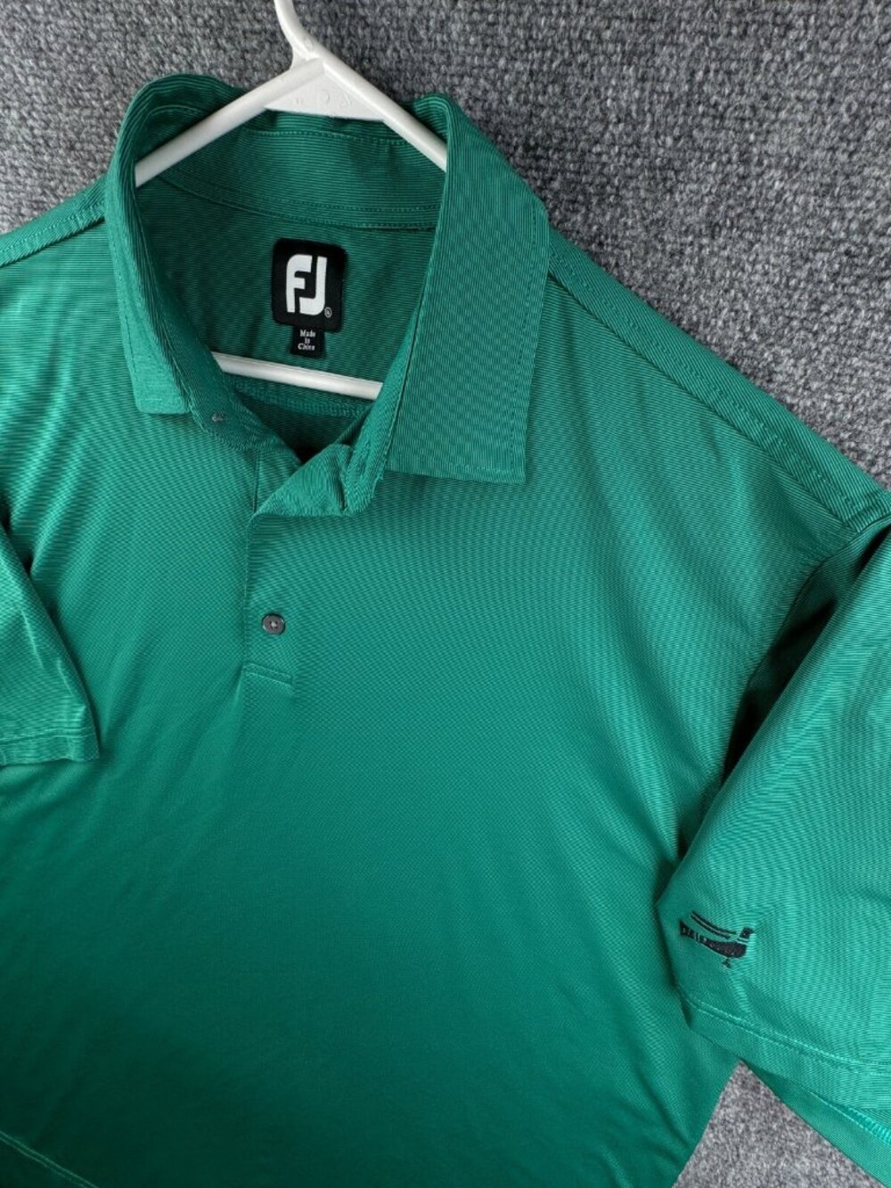 Footjoy Short Sleeve Green Striped Polo Shirt Men XL Stretch Adult Golf Wicking